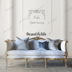 Retro fabric sofa carved gold living room old sofa