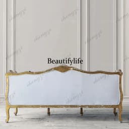 Retro fabric sofa carved gold living room old sofa