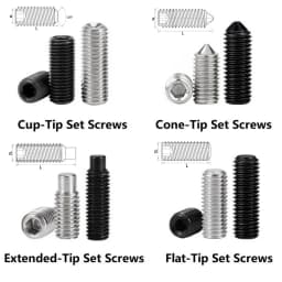 M3 M4 M5 M6 M8 304 316 Stainless Steel Hex Socket Drive Cone Dog Flat Cup Point Set Screw Assortment Kit Allen Head Grub Bolt