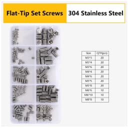 M3 M4 M5 M6 M8 304 316 Stainless Steel Hex Socket Drive Cone Dog Flat Cup Point Set Screw Assortment Kit Allen Head Grub Bolt