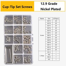 M3 M4 M5 M6 M8 304 316 Stainless Steel Hex Socket Drive Cone Dog Flat Cup Point Set Screw Assortment Kit Allen Head Grub Bolt