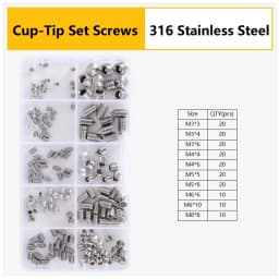 M3 M4 M5 M6 M8 304 316 Stainless Steel Hex Socket Drive Cone Dog Flat Cup Point Set Screw Assortment Kit Allen Head Grub Bolt