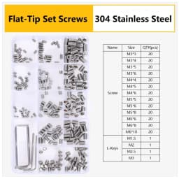 M3 M4 M5 M6 M8 304 316 Stainless Steel Hex Socket Drive Cone Dog Flat Cup Point Set Screw Assortment Kit Allen Head Grub Bolt