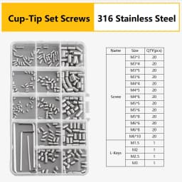 M3 M4 M5 M6 M8 304 316 Stainless Steel Hex Socket Drive Cone Dog Flat Cup Point Set Screw Assortment Kit Allen Head Grub Bolt