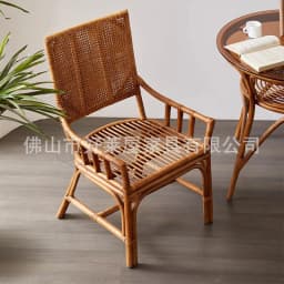 LTT Household Single Natural Rattan High Back Chair Dining Chair Round Comfortable Weaving
