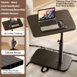 Foldable Adjustable Laptop Bedside Table Multifunctional Lift Workstation Small Space Computer Desk for Home Office Tea& Reading
