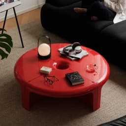 Splicable Round Plastic Coffee Table Macaron Pastel Color Detachable Low Tea Table Minimalist Living Room Center Table