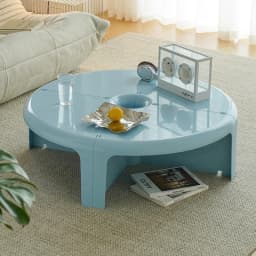 Splicable Round Plastic Coffee Table Macaron Pastel Color Detachable Low Tea Table Minimalist Living Room Center Table