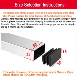 15~100mm Black Rectangular Steel Pipe Plug Plastic Furniture Leg Anti Slip Feet Protector Pad Tube Blanking End Cap Inserts Bung