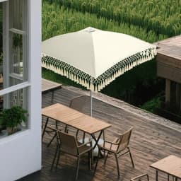 JMZ Umbrella Large Square Patio Umbrella with Tassels for Outdoor Garden Beach Courtyard Stall Advertising Sunshade 9ft 10ft
