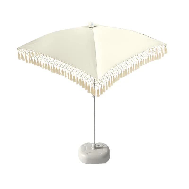 JMZ Umbrella Large Square Patio Umbrella with Tassels for Outdoor Garden Beach Courtyard Stall Advertising Sunshade 9ft 10ft