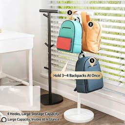 Freestanding Metal Coat Rack Heavy Duty Backpack Holder Floor Garment Hat Umbrella Organizer for Entryway Bedroom
