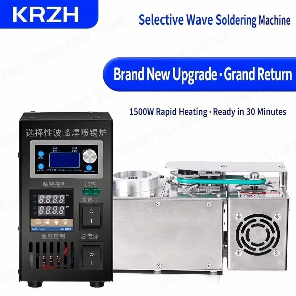 Benchtop Selective Solder System 1500W 5KG PCB Rework Station Lead-Free Solder Fountain PID Temp Control Through-Hole 110V