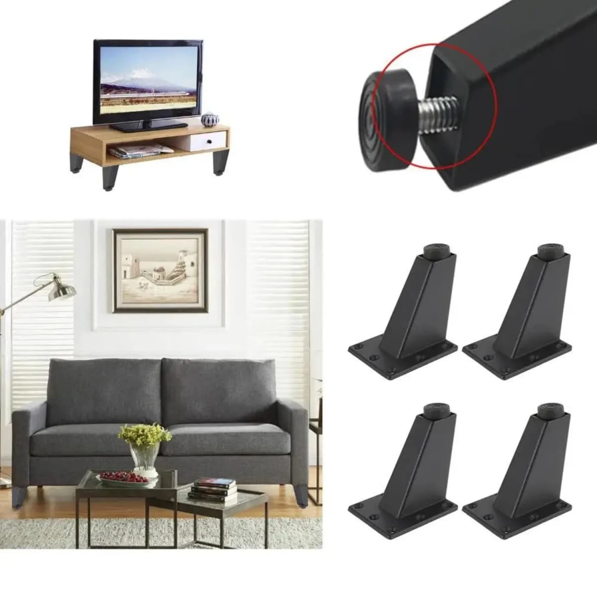 4 Pcs Adjustable Metal Furniture Leg Sofa Bed TV Cabinet Legs Furniture Feet Thick Aluminum Alloy Table Cabinets Feets