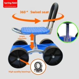 Multi-Functional Farm Stool Portable Trimming Cart Height Adjustable Chair Field Seat for Gardening 360° Rotatable Farming Bench