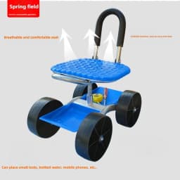 Multi-Functional Farm Stool Portable Trimming Cart Height Adjustable Chair Field Seat for Gardening 360° Rotatable Farming Bench