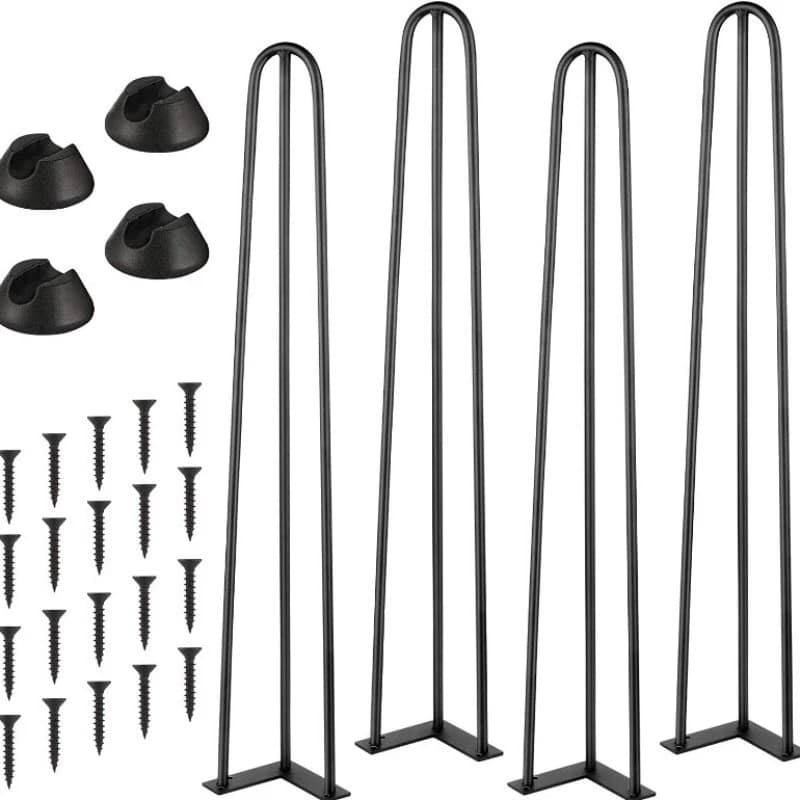 4PCS Black Metal Table Legs, Heavy-Duty Iron Support Feet for Coffee Table Desk Sofa TV Cabinet,Replacement Legs with Screws