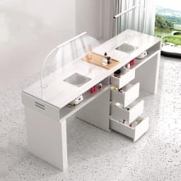 Luxury Classic Nail Table With Light Modern Marble Top Nordic Nail Desk European Aesthetic Table Manucure Nail Salon Furniture