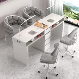 Luxury Classic Nail Table With Light Modern Marble Top Nordic Nail Desk European Aesthetic Table Manucure Nail Salon Furniture