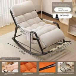 Double Rocking Chair Adults Casual Sleeping for Home Use, Nap Lounge Chair Balcony Living Room Lazy Person Leisure Chair
