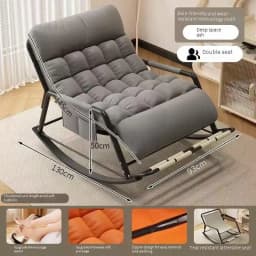 Double Rocking Chair Adults Casual Sleeping for Home Use, Nap Lounge Chair Balcony Living Room Lazy Person Leisure Chair