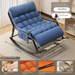 Double Rocking Chair Adults Casual Sleeping for Home Use, Nap Lounge Chair Balcony Living Room Lazy Person Leisure Chair