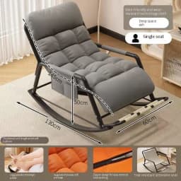 Double Rocking Chair Adults Casual Sleeping for Home Use, Nap Lounge Chair Balcony Living Room Lazy Person Leisure Chair