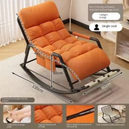 Double Rocking Chair Adults Casual Sleeping for Home Use, Nap Lounge Chair Balcony Living Room Lazy Person Leisure Chair