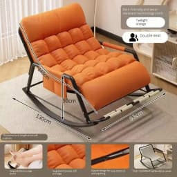 Double Rocking Chair Adults Casual Sleeping for Home Use, Nap Lounge Chair Balcony Living Room Lazy Person Leisure Chair