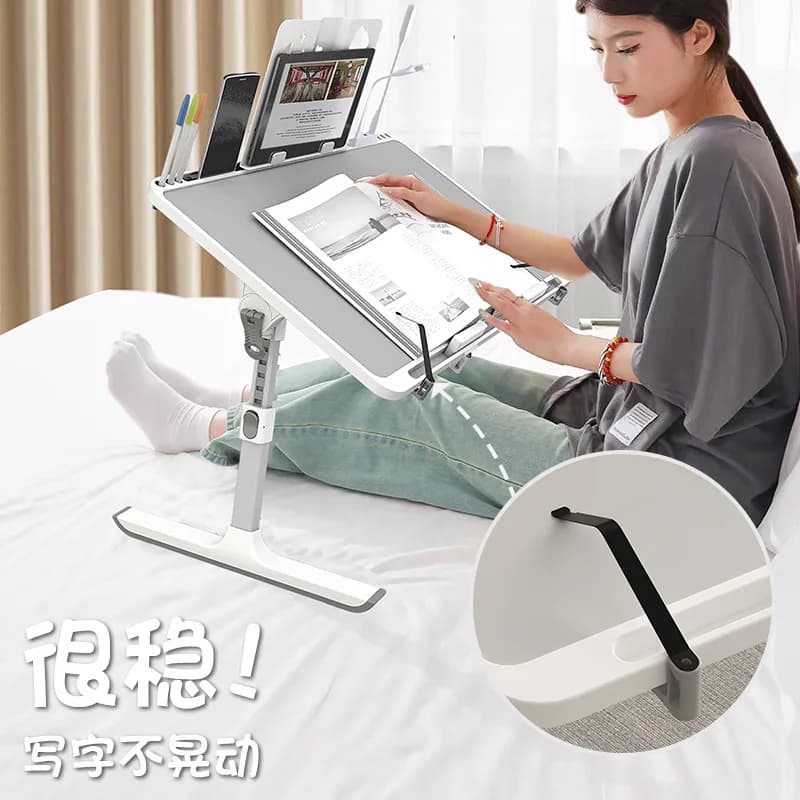 Foldable and Adjustable Bed with Small Table Dormitory Study Desk Laptop Desk Children's Reading Desk