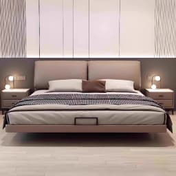 Modern Levitation Genuine Leather With Lamp Double Bed 2 People Full Size Bed Frame 150x200 180x200 Cm Beds Bedroom Furniture