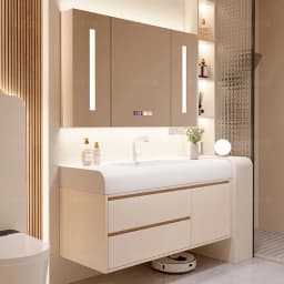 Vanity with Sink Shelves Sink Under Cabinet Bathroom Bathroom Sets Full Set Furniture Comfortable with Drawers Storage Cabinet