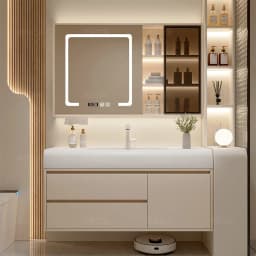 Vanity with Sink Shelves Sink Under Cabinet Bathroom Bathroom Sets Full Set Furniture Comfortable with Drawers Storage Cabinet