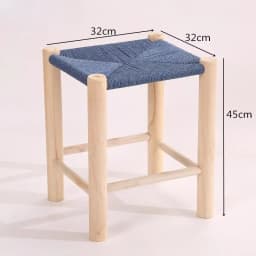 Modern Handmade Rope Woven Solid Wood Stool Living Room Side Tea Table Mortise-Tenon Dining Chair Vanity Bench