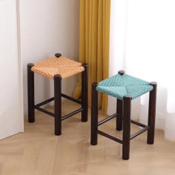 Modern Handmade Rope Woven Solid Wood Stool Living Room Side Tea Table Mortise-Tenon Dining Chair Vanity Bench