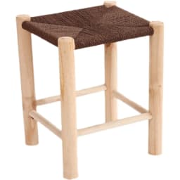 Modern Handmade Rope Woven Solid Wood Stool Living Room Side Tea Table Mortise-Tenon Dining Chair Vanity Bench