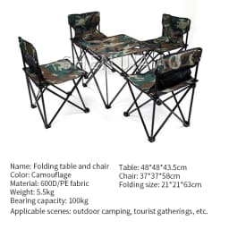 Outdoor Folding Table And Chair Set Portable Picnic Table And Chairs 5pcs/ Set Field Folding Table And Chairs