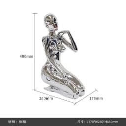 Contemporary Humanoid Statue, Polished Metal Finish, Stylish Living Room & Office Decoration