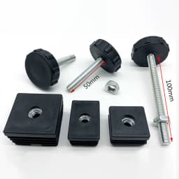1-10Pcs Table Leg Plug With Nut and Adjustable Feet M8/M0x50/100mm Black Square/Round Furniture Rack Height Adjustable Foot Cup