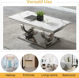 Modern Luxury MARBLE Tea Table Stainless Steel Center Coffee Table Sets for Home Villa Outdoor Bedroom