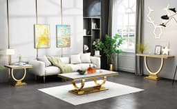 Modern Luxury MARBLE Tea Table Stainless Steel Center Coffee Table Sets for Home Villa Outdoor Bedroom