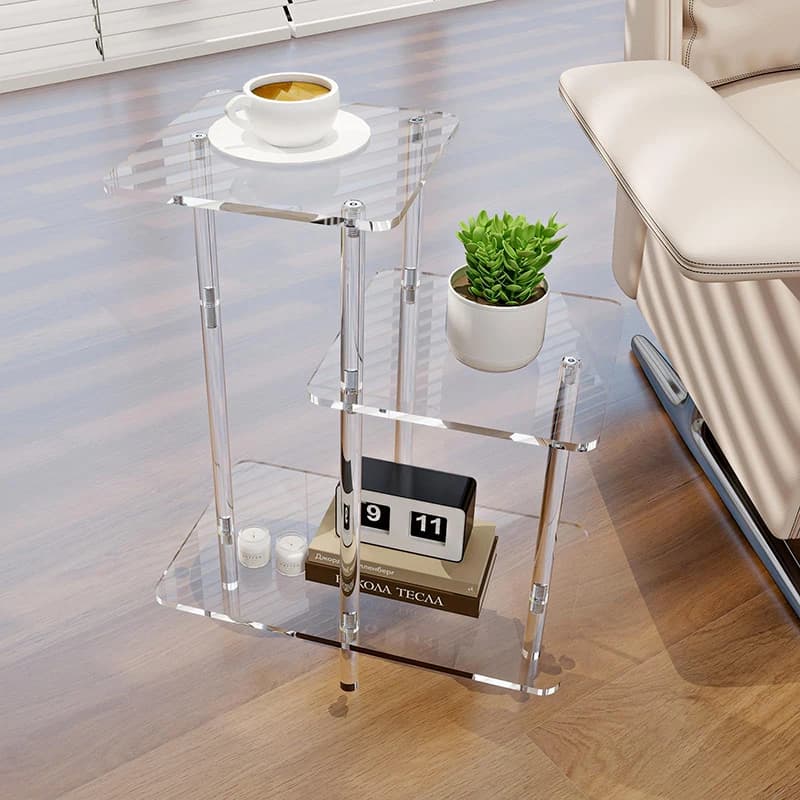 Transparent Acrylic Coffee Table Modern Sofa Beside Corner Tables Simple Living Room Side Table Portable Bedroom Storage Rack