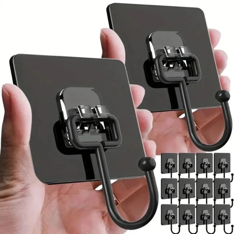 5-20 Pcs Self Adhesive Hooks Rotating Waterproof Strong Hook Holder Wall Door Storage Hanging Hooks Kitchen Bathroom Organizer