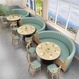 Cafe Coffee Shop Wood Wooden Restaurant Sofa Set Chair and Table Booth Seating Furniture for Coffee Shop