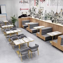 Cafe Coffee Shop Wood Wooden Restaurant Sofa Set Chair and Table Booth Seating Furniture for Coffee Shop