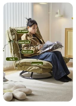 360° Rotation Fabric Rotating Sofa Chair for Living Room Balcony with Adjustable Backrest Lazy Sofa Leisure Chairs
