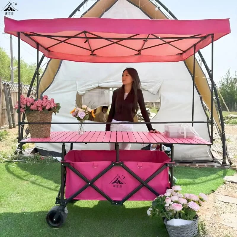 Large Table Stall Lift Foldable Rainproof Awning Trolley