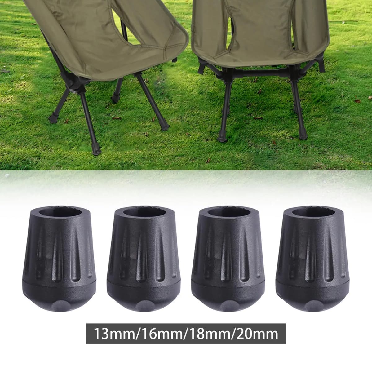 4x Chair Foot Covers Dampen Noise Rubber Non Slip Prevent Scratches Reusable Chair Pads for Fishing Garden Beach Camping Office