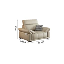 Leather sofa Modern simple living room sofa Light luxury Italian high backrest leather art sofa