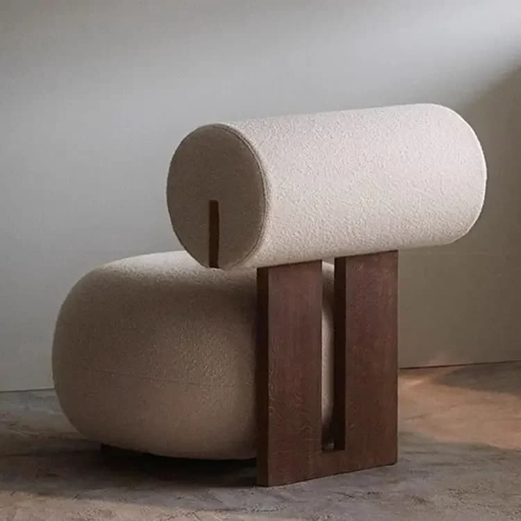 Household Nordic Solid Wood Single Sofa Chair Light Luxury Customizable Living Room Chair Simple Woolen Velvet Leisure Chair New